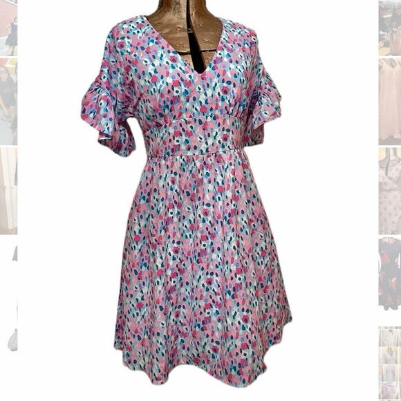 Lilly Pulitzer Blaire Flutter Sleeve Dress In Multi Hottie Dottie - Picture 3 of 14